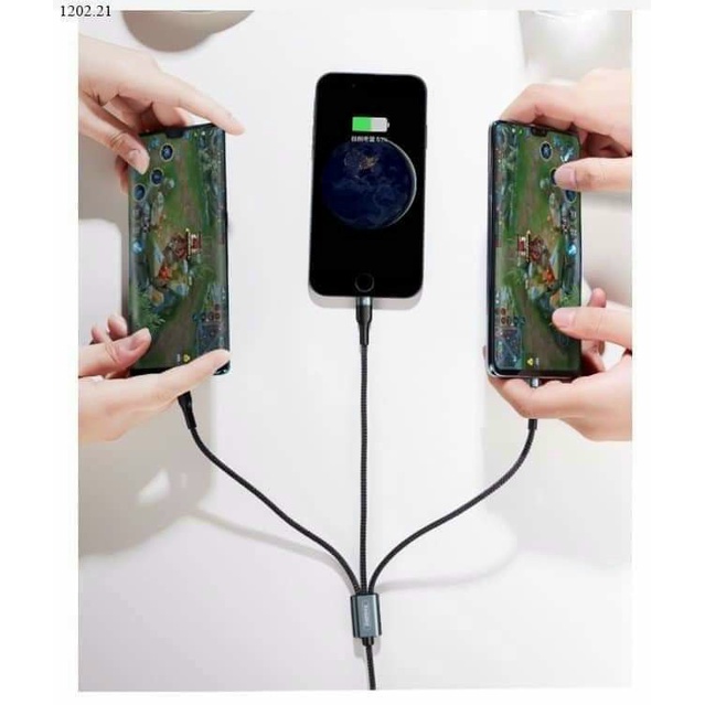 Dây cáp sạc Remax 3 Đầu IPHONE - MICRO USB - TYPE C Dây Dù RC-070TH RC-131th