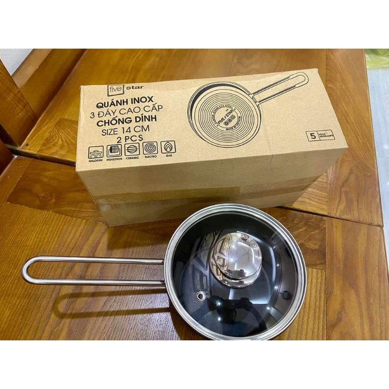Quánh inox 3 đáy Five star 12/14/16 CM