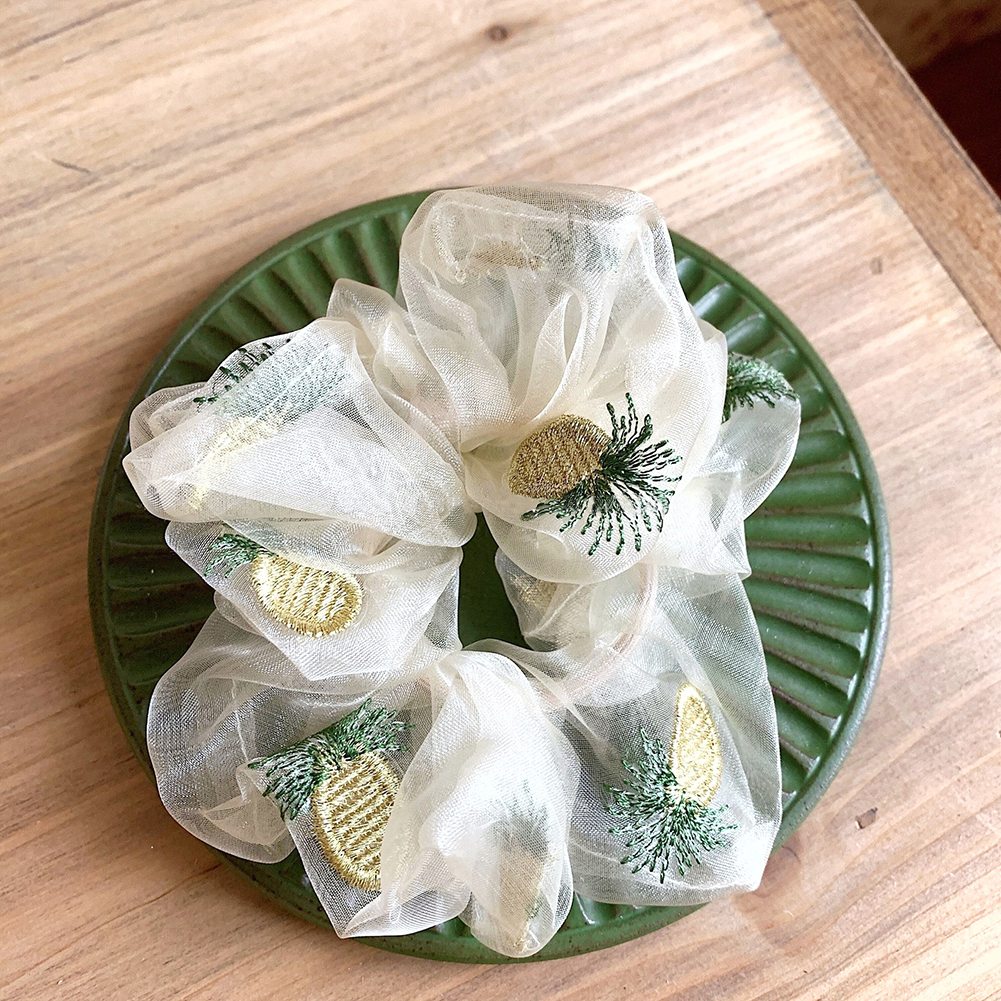 Dây Buộc Tóc Co Dãn Thêu Họa Tiết Trái Cây Phong Cách Hàn Quốc  (Hair Scrunchies)