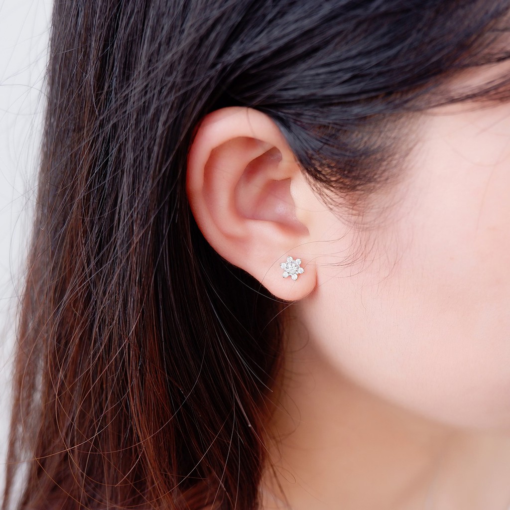 Hoa tai bạc hình hoa lá nhọn ESTELLE