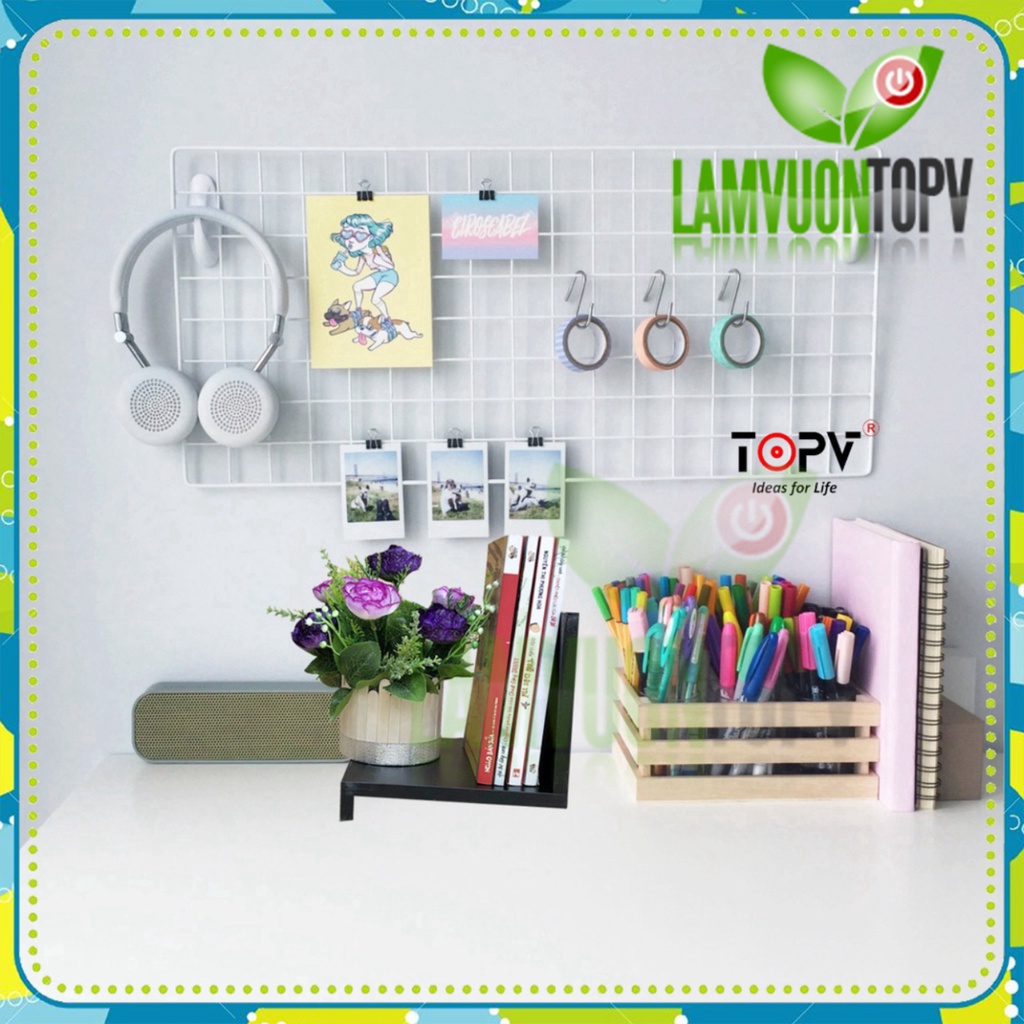 Giá sách để bàn học bàn làm việc TOPV gỗ mini đựng đồ decor trên kệ sách giá rẻ để đỡ vở cho bé nhỏ trắng Làm vườn TopV