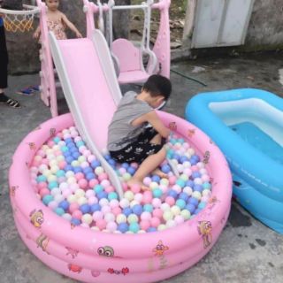 Combo cầu trượt xích đu + bể bóng