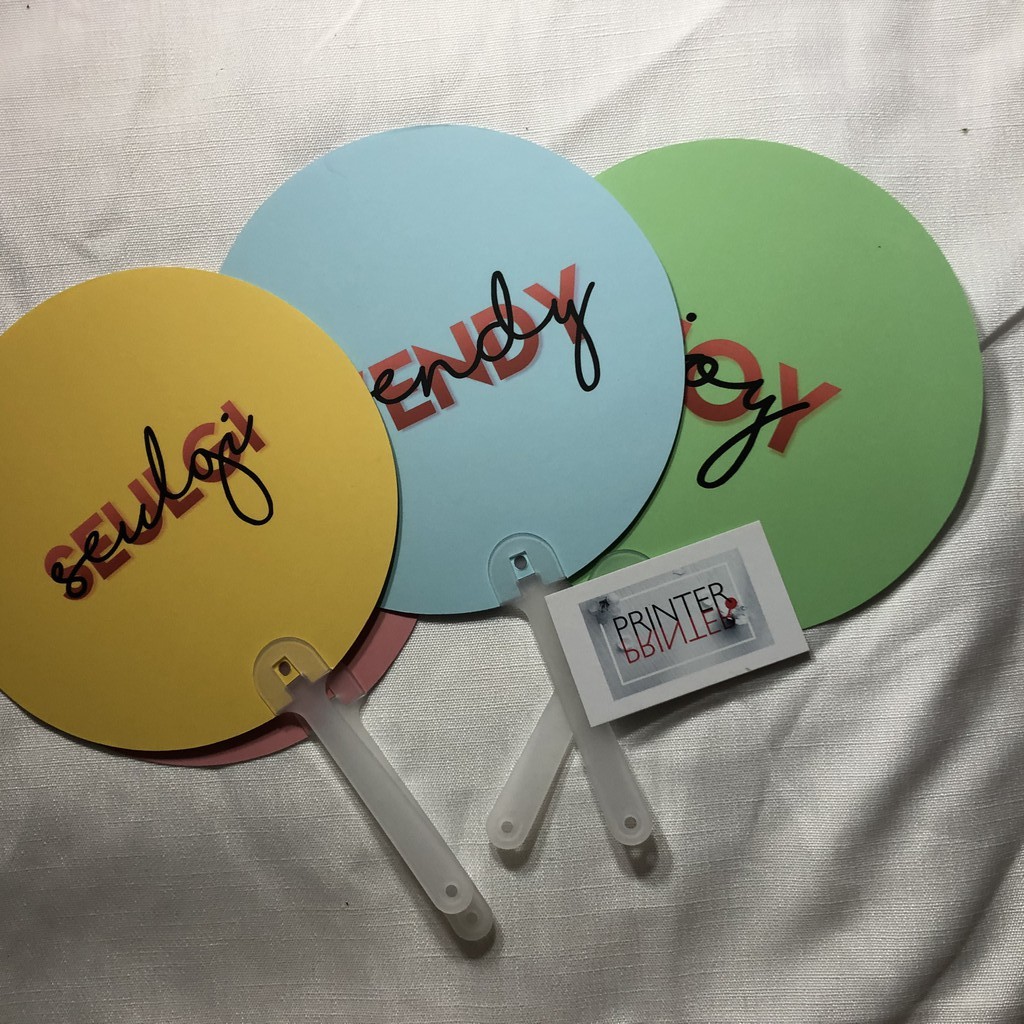 Quạt tròn 20cm - Quạt cầm tay in theo yêu cầu 2 mặt