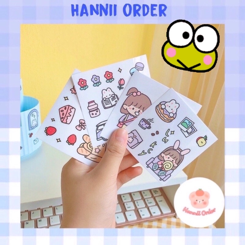 Set 4 tấm sticker PVC cô bé siêu cute