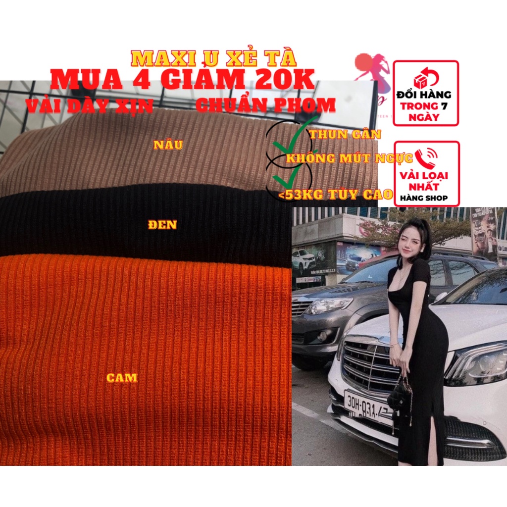 Váy đầm nữ xoắn lưng maxi xẻ tà dáng dài tay ngắn ôm body thun gân quốc dân cực sang chảnh dự tiệc- mã VD152 | BigBuy360 - bigbuy360.vn