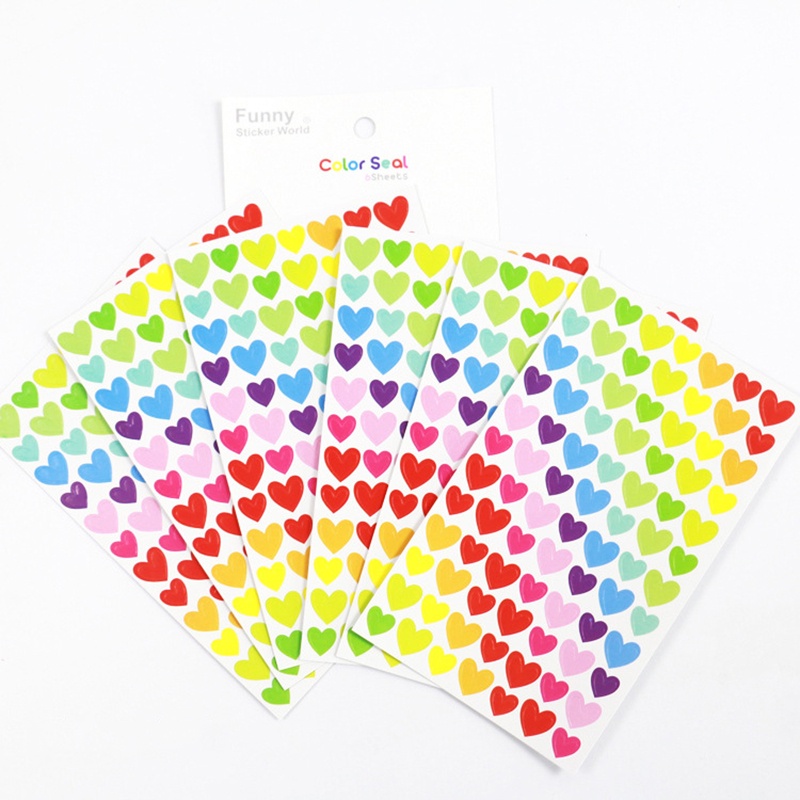 Set 6 Miếng Dán Hình Ngôi Sao / Trái Tim / Chấm Bi / Trái Tim Nhiều Màu Trang Trí Sổ Tay Diy