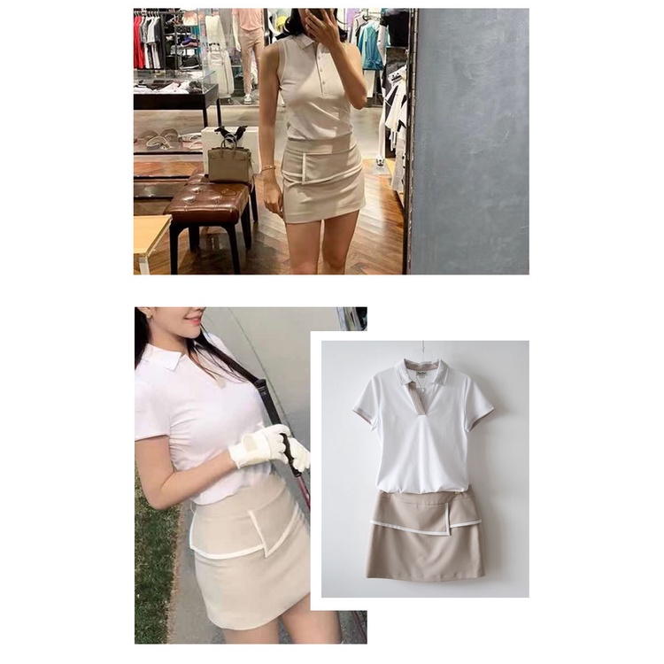 Chân Váy Tennis Phối Viền Vải Poly có lót quần bên trong