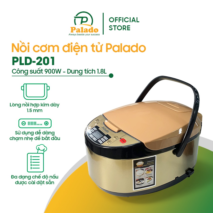 Nồi cơm điện tử Thông minh PALADO 1,8L 900W -  Màu cát cháy tinh tế - BẢO HÀNH 12 THÁNG