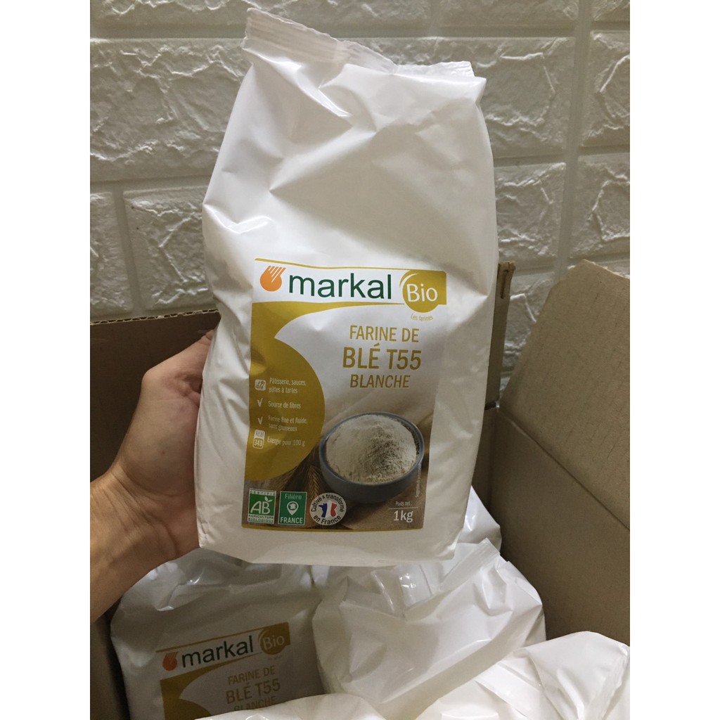 Bột mì hữu cơ nguyên cám trắng đa dụng organic làm bánh cho bé markal T55 luvamo TP08