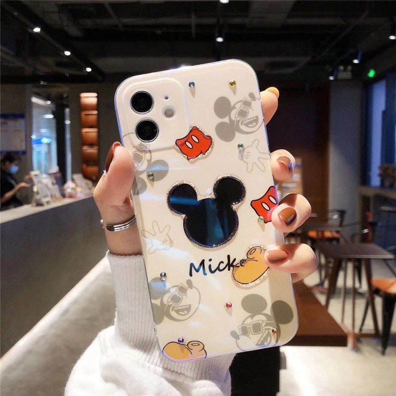 Cute cartoon Mickey Minnie blue light soft plastic mobile phone case iPhone se/7/7p/8/8p/x/xs/xsmax/xr/11/12/mini/pro/promax