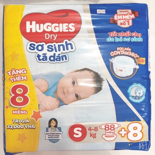 Tã dán Huggies Dry NB(dưới 5kg)74 miếng/S(4-8kg)88 miếng/M(6-11kg)76 miếng