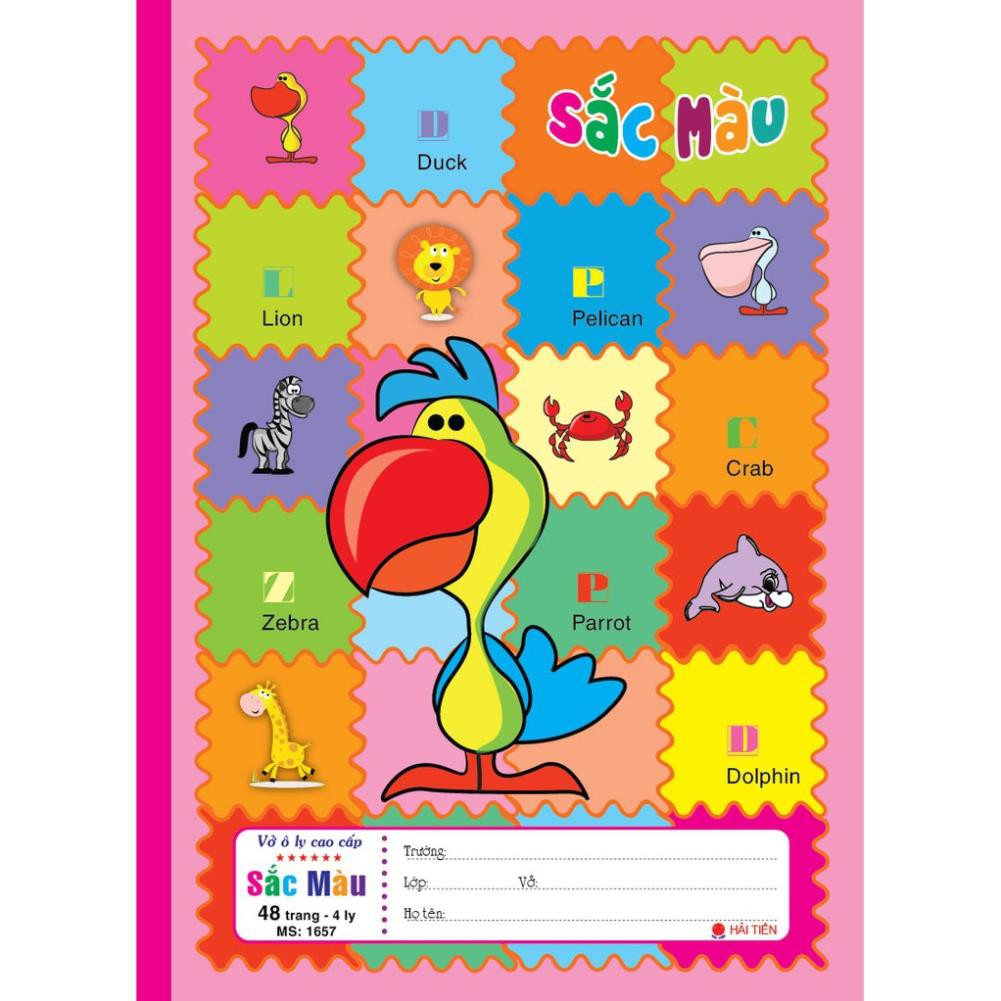 Lốc 10 quyển Vở ô ly Cao cấp 6 Sao - Sắc Màu - Hải Tiến