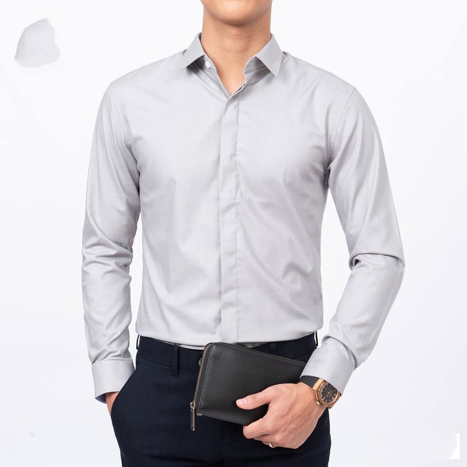 Áo sơ mi nam dài tay cao cấp hàn quốc đẹp F8888 Nẹp che cúc SMC0011