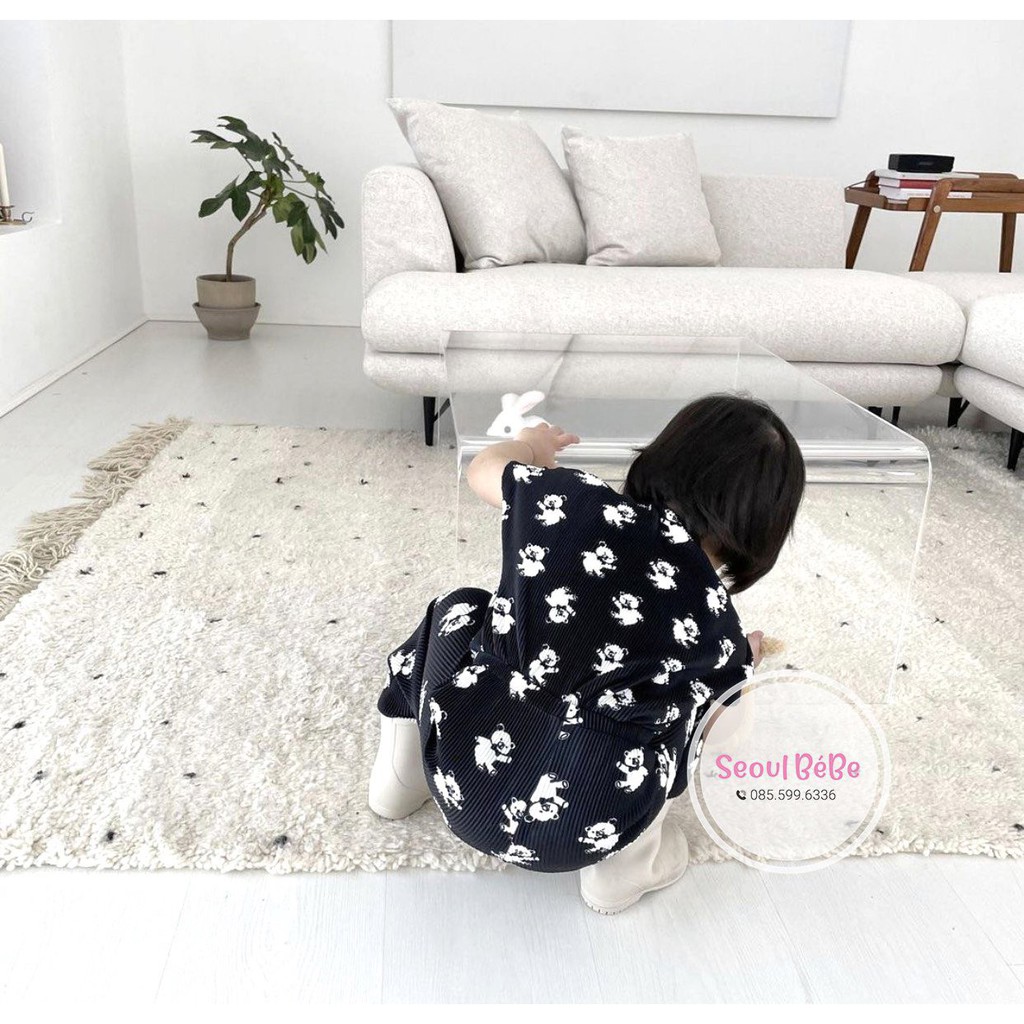 Bộ cộc xếp ly gấu cotton giấy chất siêu đẹp made in Korea