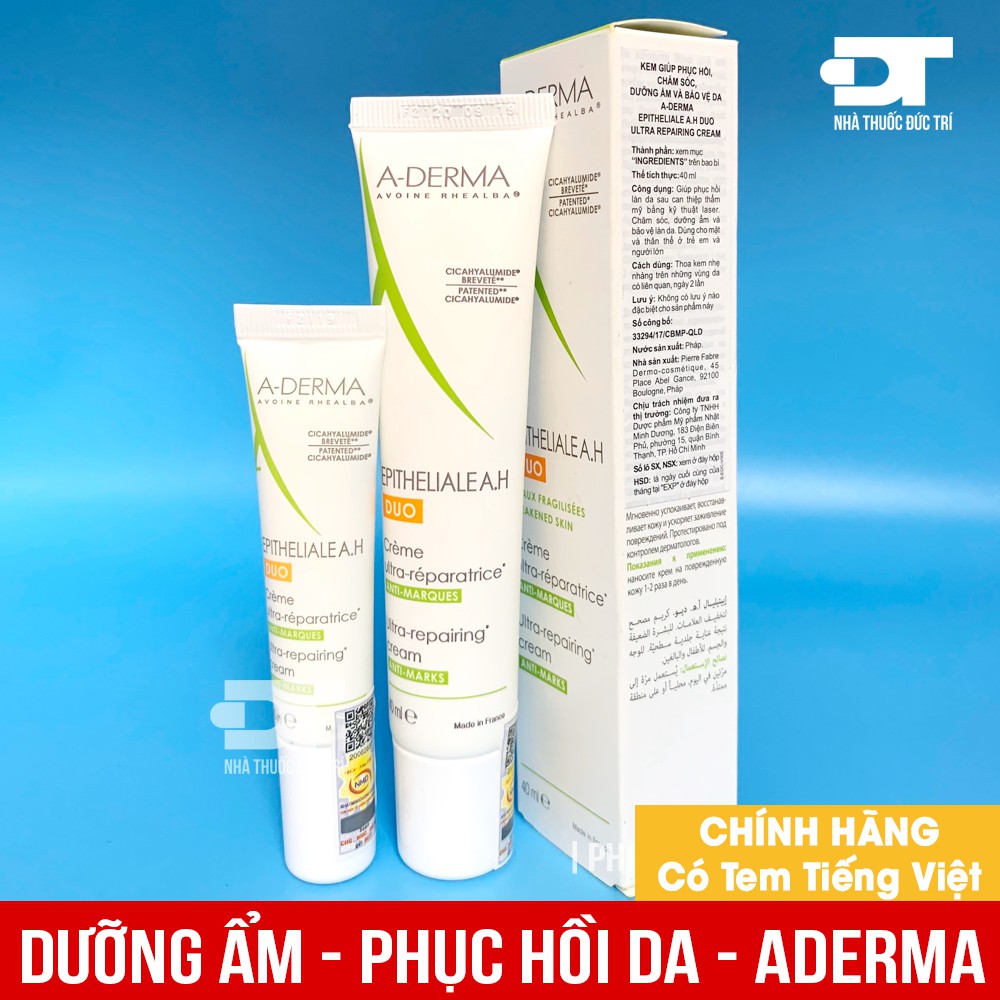 [NHẬP KHẨU] Kem dưỡng liền sẹo, tái tạo da, chống thâm ADERMA EPITHELIALE A.H DUO [A-Derma Epitheliale A.H Dou]