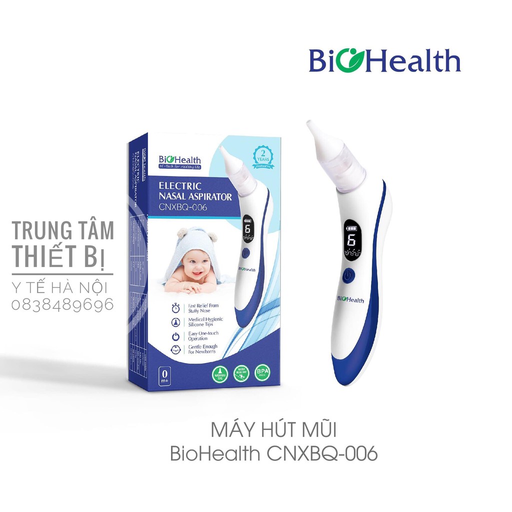 [CHÍNH HÃNG] Máy hút mũi BIOHEALTH CNXBQ - 006 máy hút điện tử đầu mềm làm sạch mũi, an toàn cho bé BẢO HÀNH 2 năm.