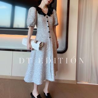 Váy dạ tweed nữ ngắn tay DT