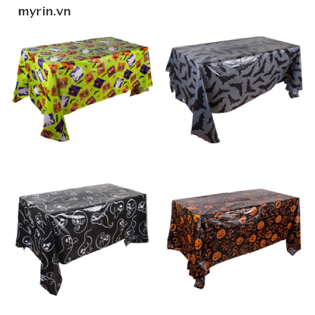 Khăn Trải Bàn Hình Chữ Nhật Bằng Nhựa Chống Nước Dùng Một Lần Họa Tiết Halloween Ốp