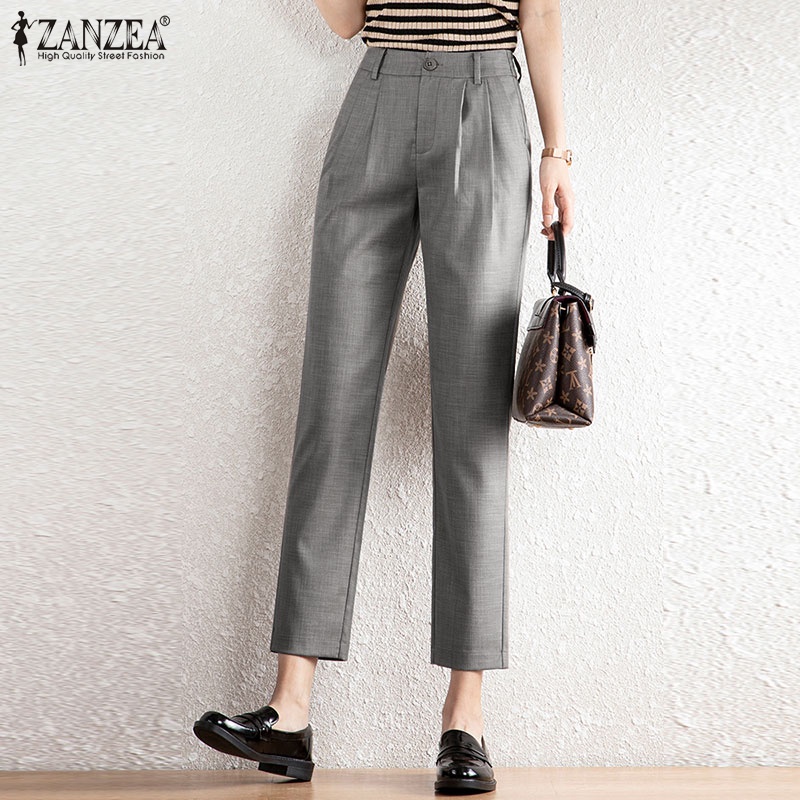 Zanzea Quần Dài Tới Mắt Cá Chân Màu Trơn Dáng Ôm Thiết Kế Đơn Giản Thời Trang