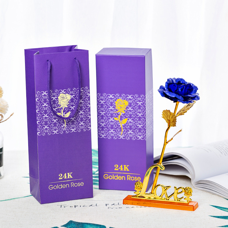 Hoa Hồng Mạ Vàng 24k Kèm Hộp Đựng Lãng Mạn Dùng Làm Quà Tặng Valentine