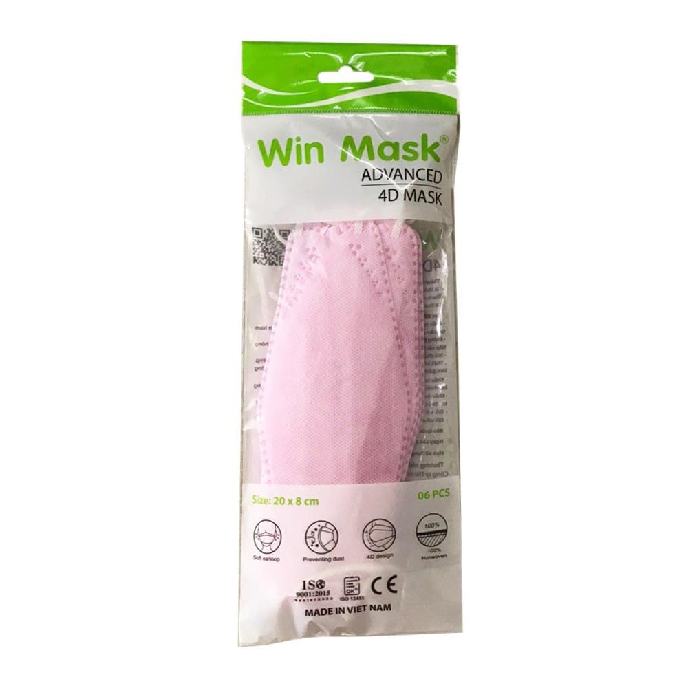 Khẩu trang 4D kháng khuẩn Win Mask - ngăn bụi 2.5PM (gói 6 cái) - 5 màu lựa chọn