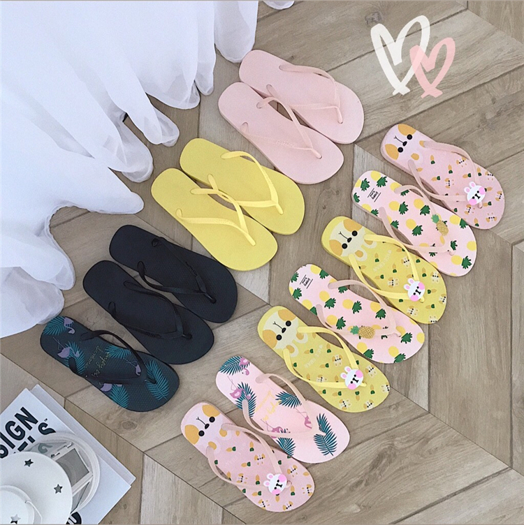 Korean version of the cartoon clip foot anti-cool slippers female