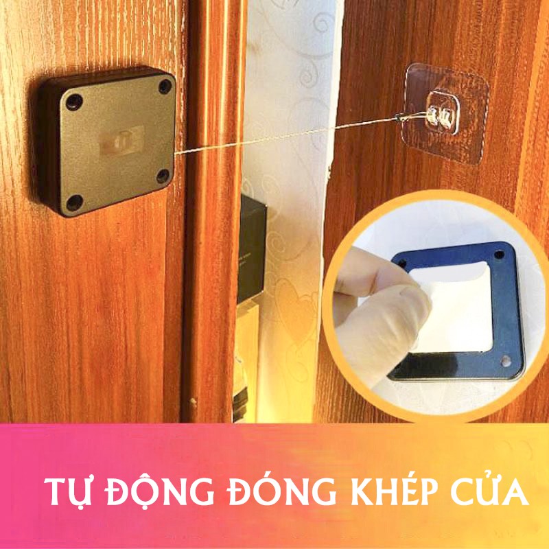 Bộ giữ tay co kéo cánh cửa dùng miếng dính không cần khoan tiện dụng Minh House