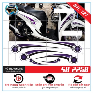 Tem xe sh 2019 trắng tím - trung decal