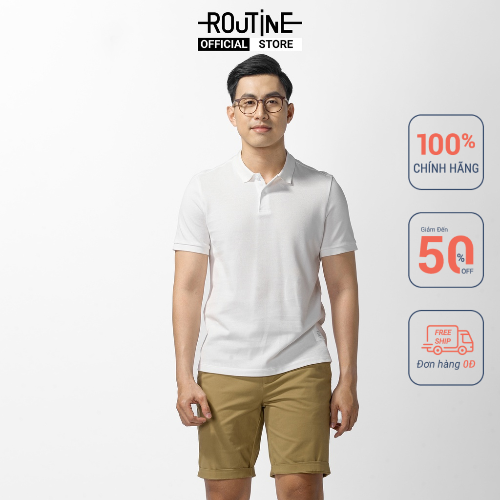 Áo polo nẹp cổ có nút point label form fitted Routine 10F20POL020