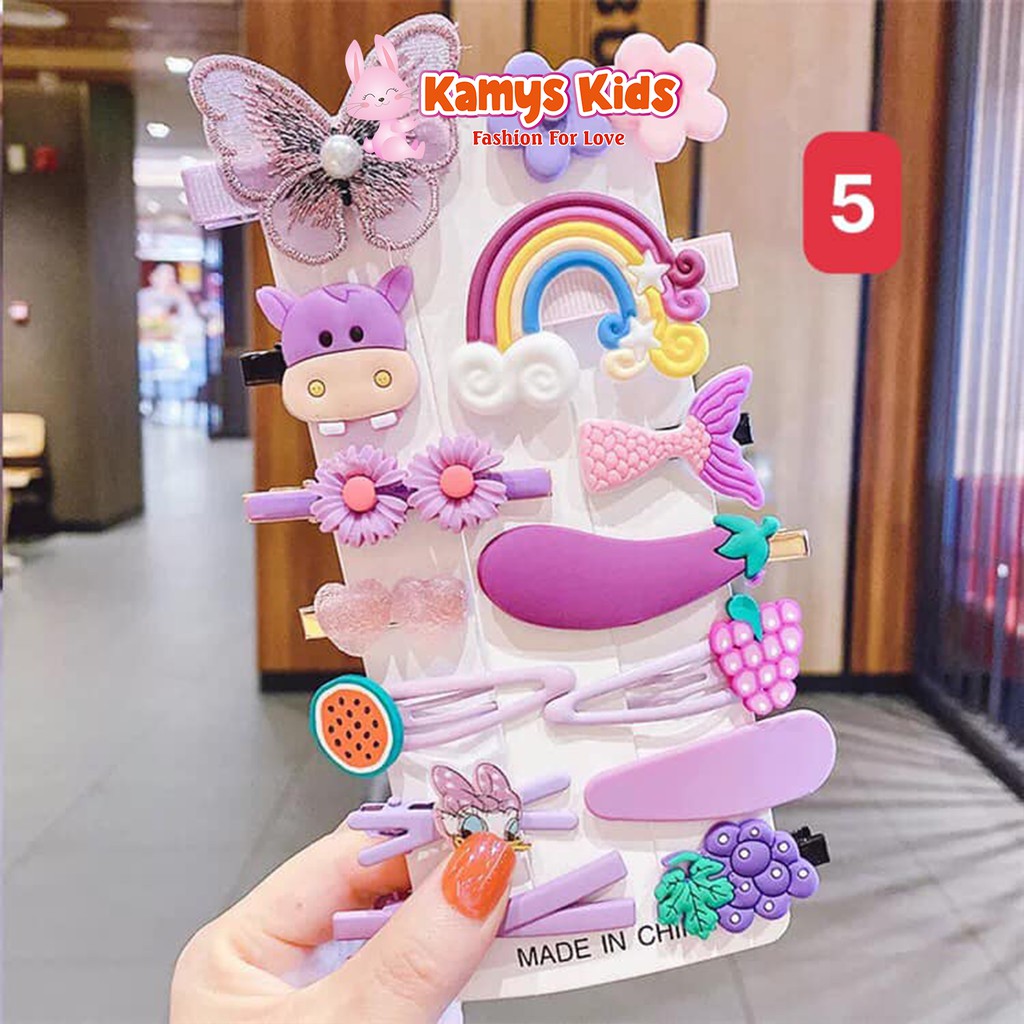 Set 14 kẹp tóc xinh xắn cho bé gái KAMYS KIDS