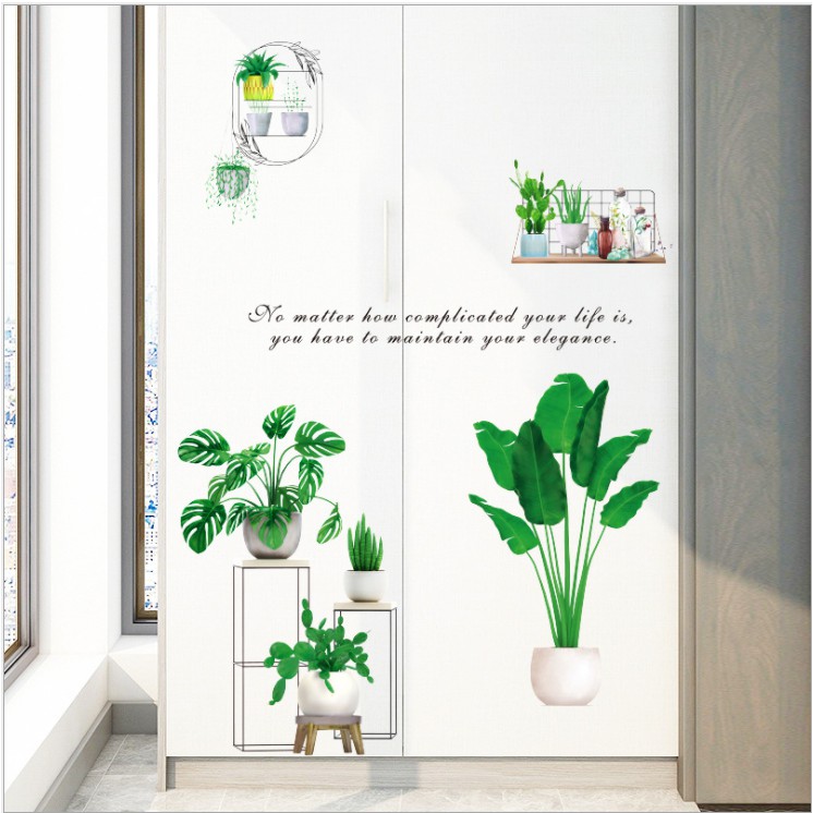 Decal dán tường trang trí - BỘ MỚICHẬU CÂY XANH MỚI