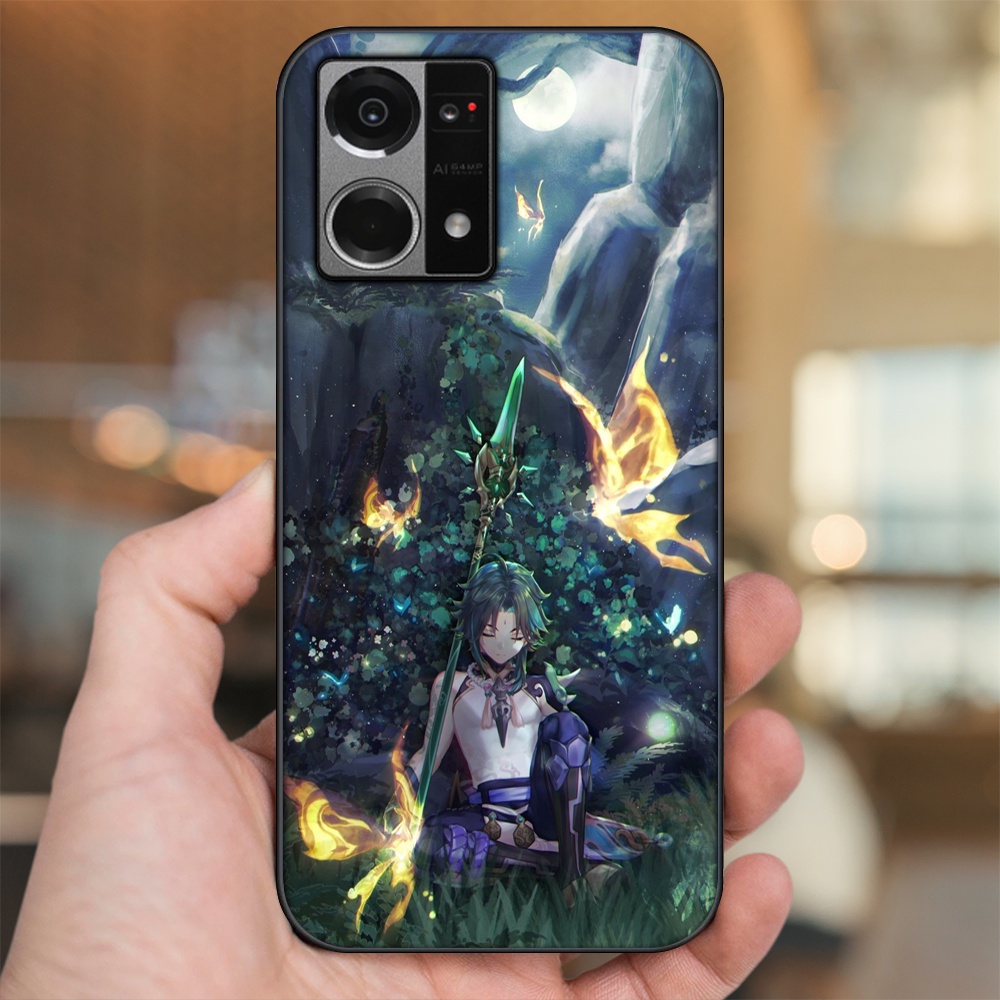 Ốp lưng Oppo Reno 7 4G viền đen in hình Xiao Genshin Impact