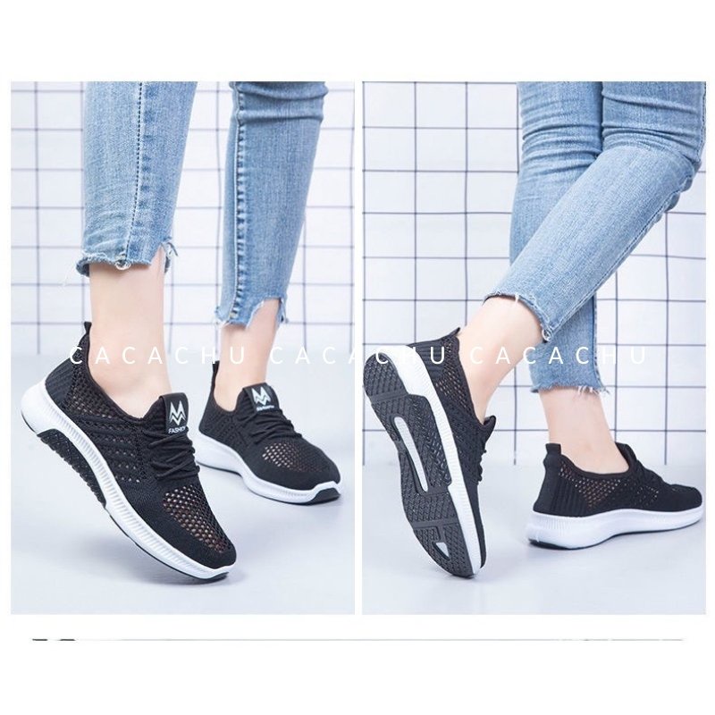 Giày nữ thể thao sneaker chạy bộ đẹp hot 2021 CACACHU G011, giày vải lưới thông hơi thoáng khí cao cấp chất liệu tốt