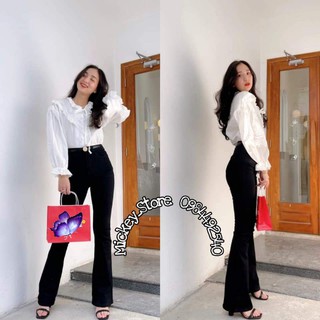Quần jeans nữ loe đen dáng dài
