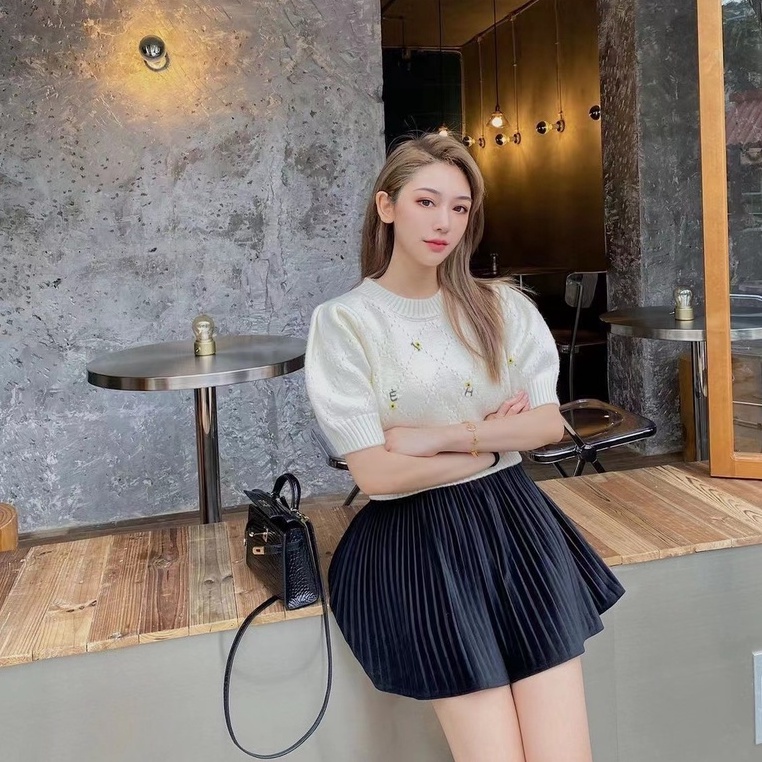 [Hana And Alice] Áo Thun Lụa Lạnh Tay Ngắn Dáng Ôm Thời Trang Xuân Hè 2023
