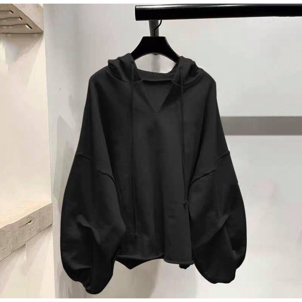 Áo Hoodie cổ vuông Unisex Ulzzang Vải Nỉ Ngoại/ Áo Hoodie Nữ cổ vuông form rộng 💝Cotton Nỉ da cá