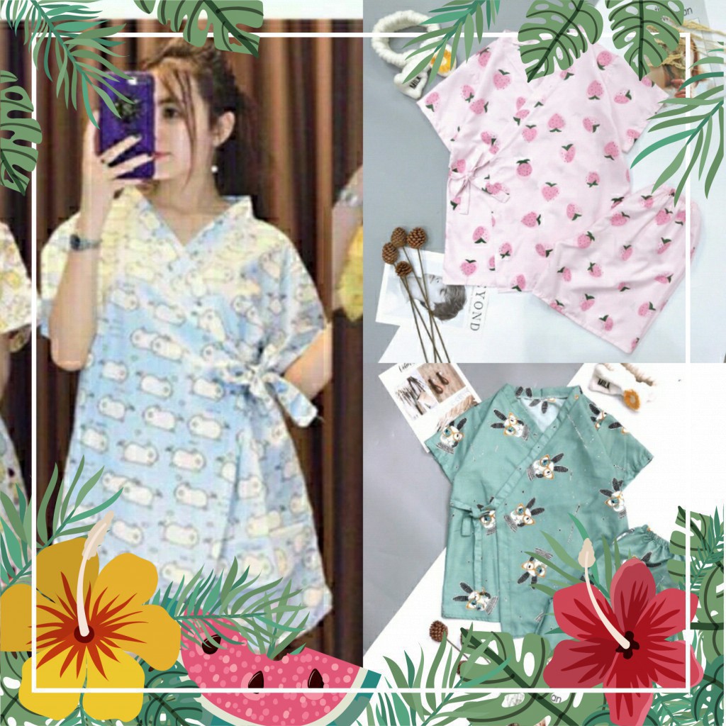 Mẫu mới về Bộ đồ ngủ quần cộc áo cộc yukata bộ đồ ngủ kimono siêu hot hit