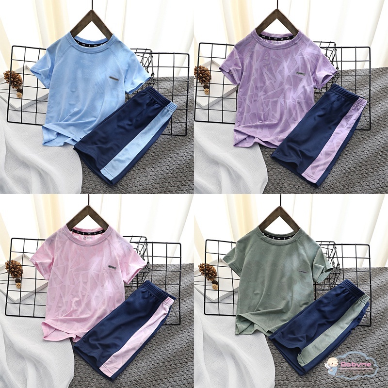 Set Áo Thun Tay Ngắn + Quần Short Thể Thao Chất Liệu Nhanh Khô Năng Động Thời Trang Cho Bé Trai