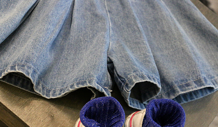 Quần Short Jean Ống Rộng Dành Cho Bé Gái