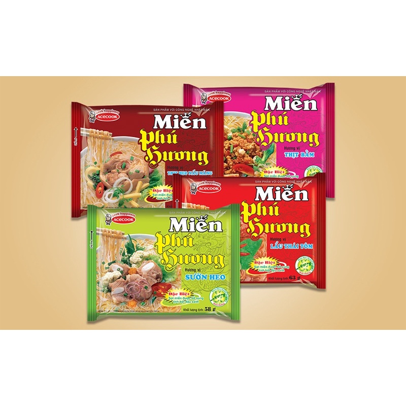 Combo 10 gói miến Phú Hương 58g đủ loại