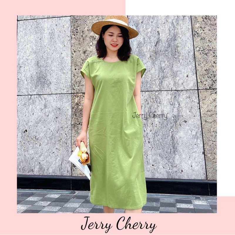 Đầm tay liền form suông thắt nơ sau lưng