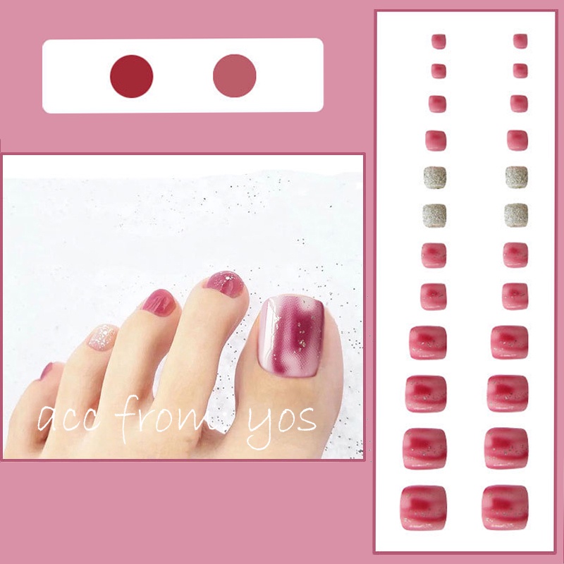 Bộ 24 móng chân giả (kèm keo - dùng nhiều lần - Mã F001-F004)