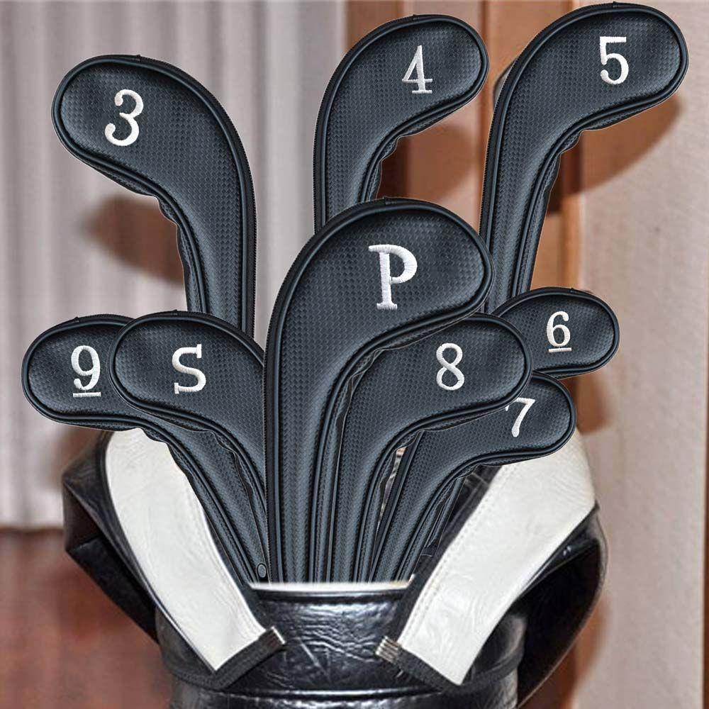 Set 9 Vỏ Bọc Đầu Gậy Đánh Golf DARNELL 4-9P ,S ,A Bằng Da PU Thêu Số