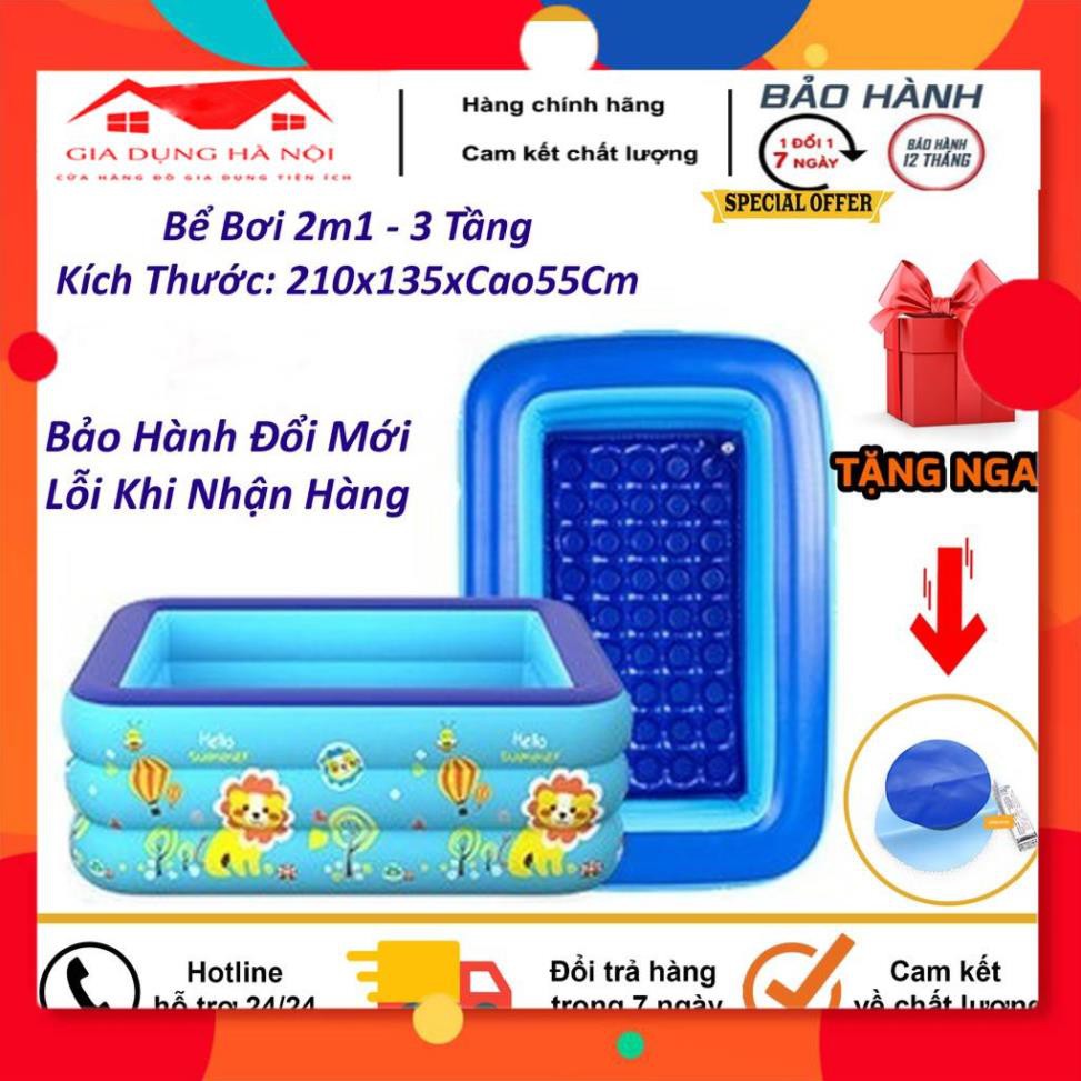 Bể Bơi Phao Kích Thước 2M1 ( 210x135xCao55Cm ) 3 Tầng Cho Bé, Hàng Loại 1 Có Đáy Chống Trượt, An Toàn Khi Sử Dụng