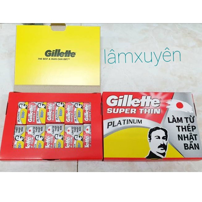 Dao Lam Gillette Super Thin( ông Già)hộp 100 Lưỡi, Siêu Bén Siêu Bền (mẫu Mới )FREESHIPchuyên Dụng Cho Salon