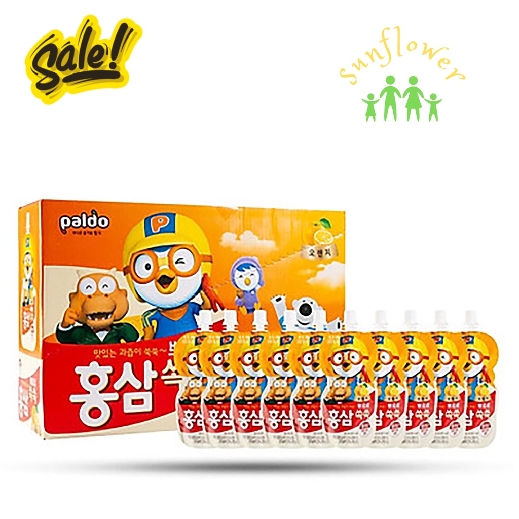 Nước hồng sâm trái cây paldo pororo hàn quốc hộp 10 gói