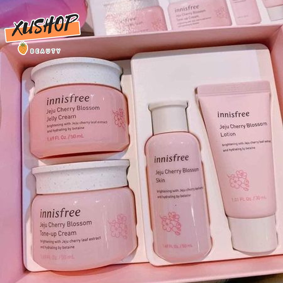 Bộ Dưỡng Da Innisfree Trắng Hồng JEJU CHERRY BLOSSOM - Chiết Suất Hoa Anh Đào