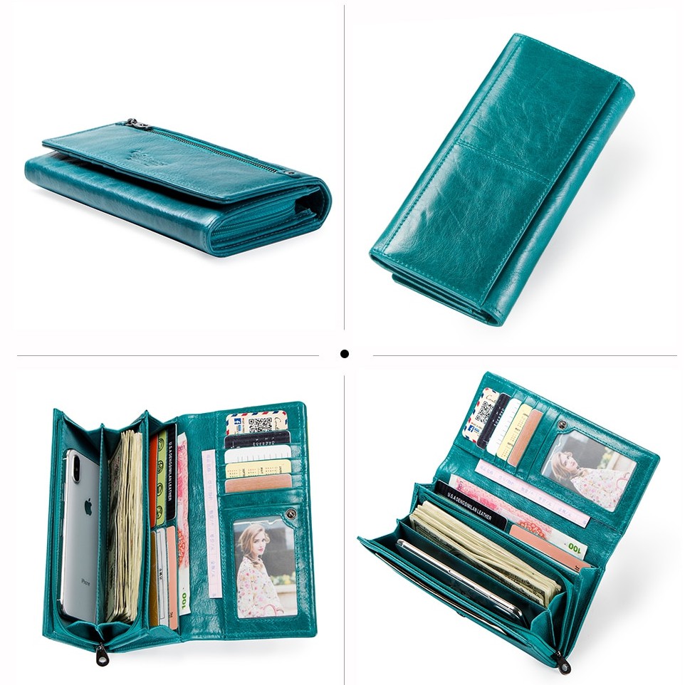 2020 Contacts Women Wallet Genuine Leather C2147 I Bảo Hành 2 Năm I Bóp Ví Đứng Dài Cầm Tay Da Ngựa Điên I Nam Nữ I | BigBuy360 - bigbuy360.vn