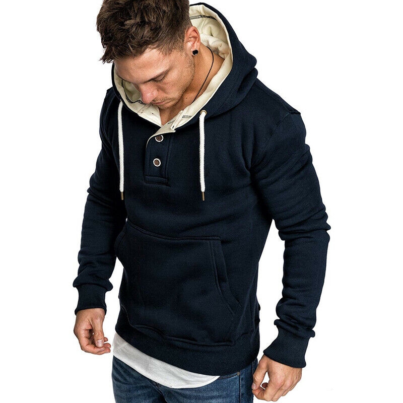 Áo Hoodies tay dài phối nút phong cách thể thao năng động cho nam | BigBuy360 - bigbuy360.vn