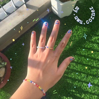 Nhẫn hạt cầu vồng jennie blackpink, set vòng tay và nhẫn